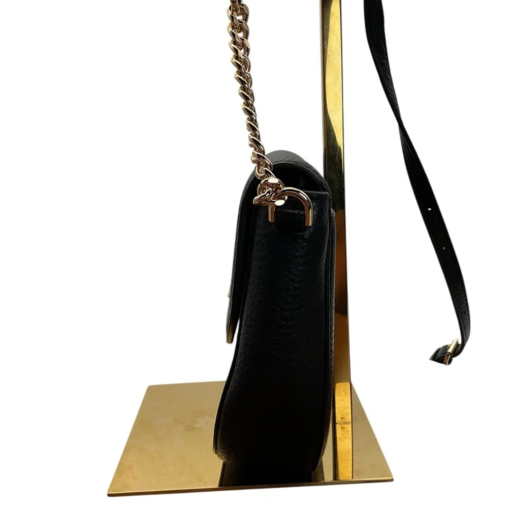 Michael Kors Black‎ Pebbled Leather Crossbody with Gold MK Logo
